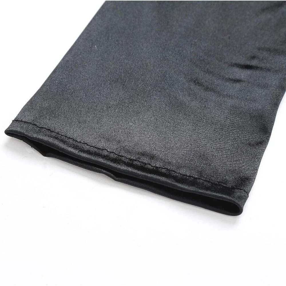 Women's Smooth Black Long Satin Gloves Elbow Length Party Costume Accessory